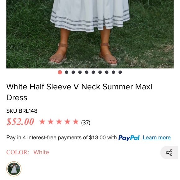 White Half Sleeve Maxi Dress *NEVER WORN* - Picture 5 of 6